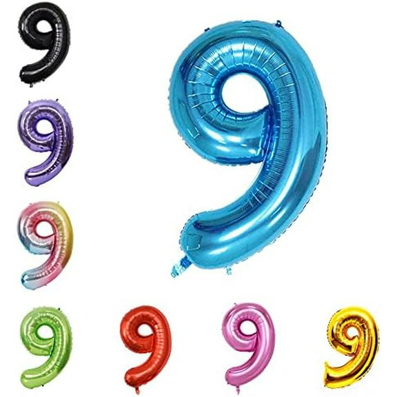 40 Inch Large Foil Helium Number Balloon Birthday Wedding Party 0-9 (Baby Blue, 9)
