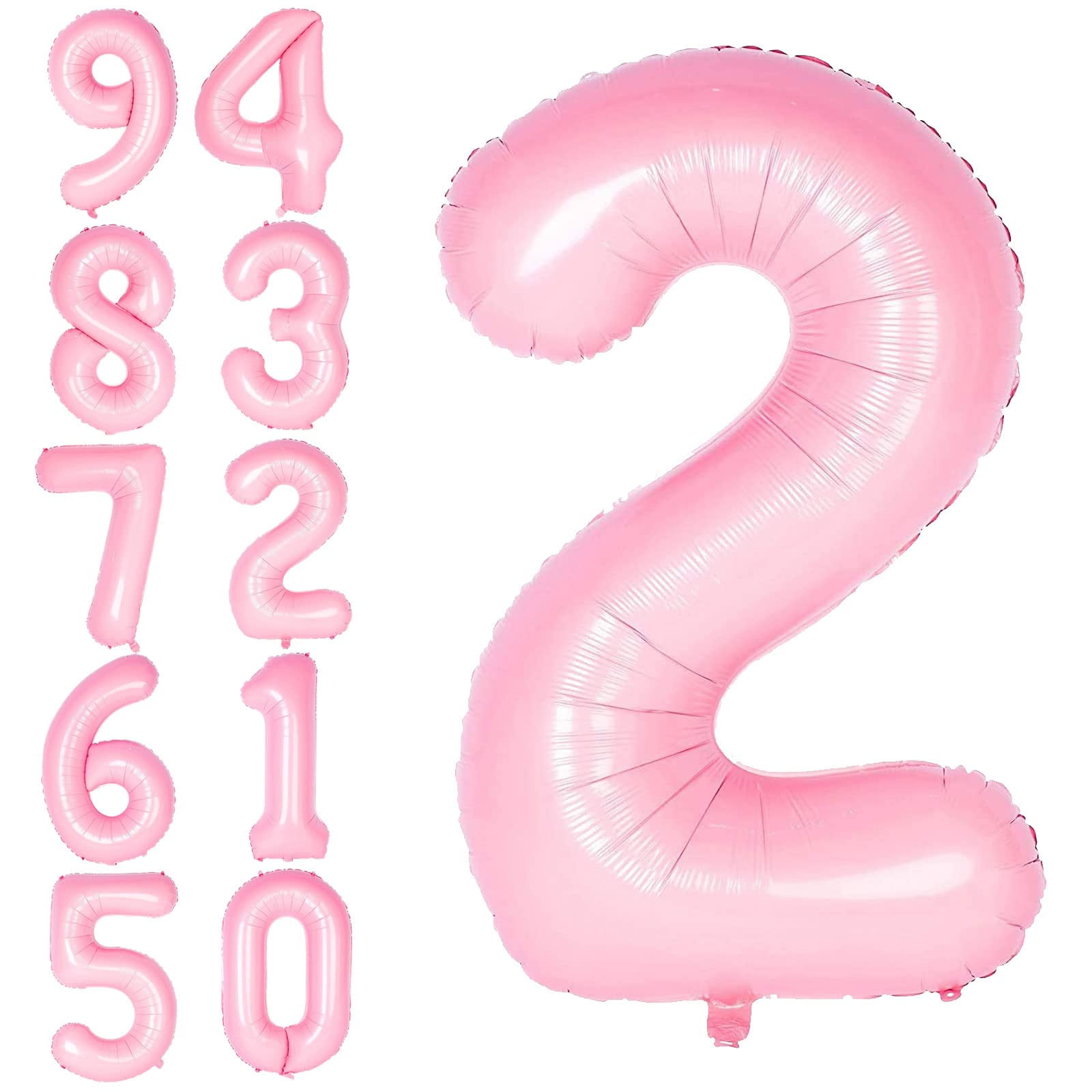 40 Inch Large Number Balloons Pink Mylar Foil Big Number 2 Giant ...