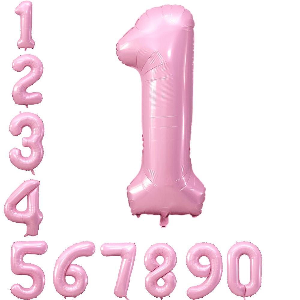 40 Inch Large Pastel Pink Helium Foil Number Balloons 0-9 Birthday Party Celebration Decorations Party Supplies For Girls & Boys (Number 1)
