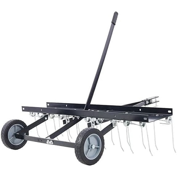 40 - Inch Lawn Sweeper Tow Behind Dethatcher - Landscape Rake, Durable Tines, Large Hopper: Attach to Lawn Tractor or Riding , Rust - Proof Replaceable Tines, Remove Thatch & Debris