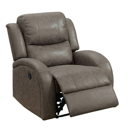 40 " Leatherette Power Recliner with USB Port Brown