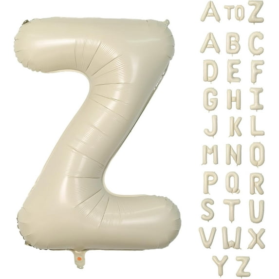40 Inch Letter Z Balloons, Giant Cream Z Foil Balloon, Big Single Alphabet A-Z Balloons, Beige Large Aluminum Z Balloons Helium for Birthday, Baby Shower, Wedding, Anniversary Party Decoration