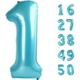 thumbnail image 1 of 40 Inch Light Blue Number 1 Balloon Jumbo 10 11 12 16 48 Foil Balloons for Milestone Decorations Birthdays, Corporate Events, Photo Booths Party Supplies, 1 of 14