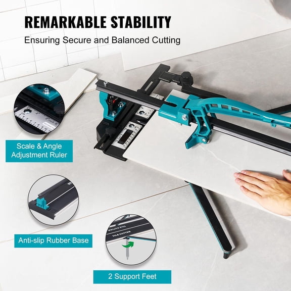 40 Inch Manual Porcelain Ceramic Tile Cutter with Tungsten Carbide Wheel Infrared Positioning Anti Skid Feet Durable Rails for Professionals and Beginners