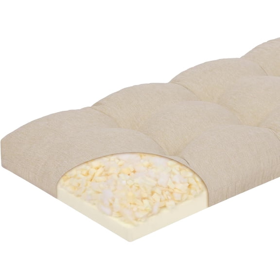 40 Inch Memory Foam Bench Cushion, Dual-Layer Patent Design Non-Slip Indoor Bench Cushion with Ties, 40x15x3Inch, Beige