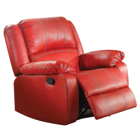 40 Inch Metal Rocker Recliner Chair Contoured Seat Red - Saltoro Sherpi