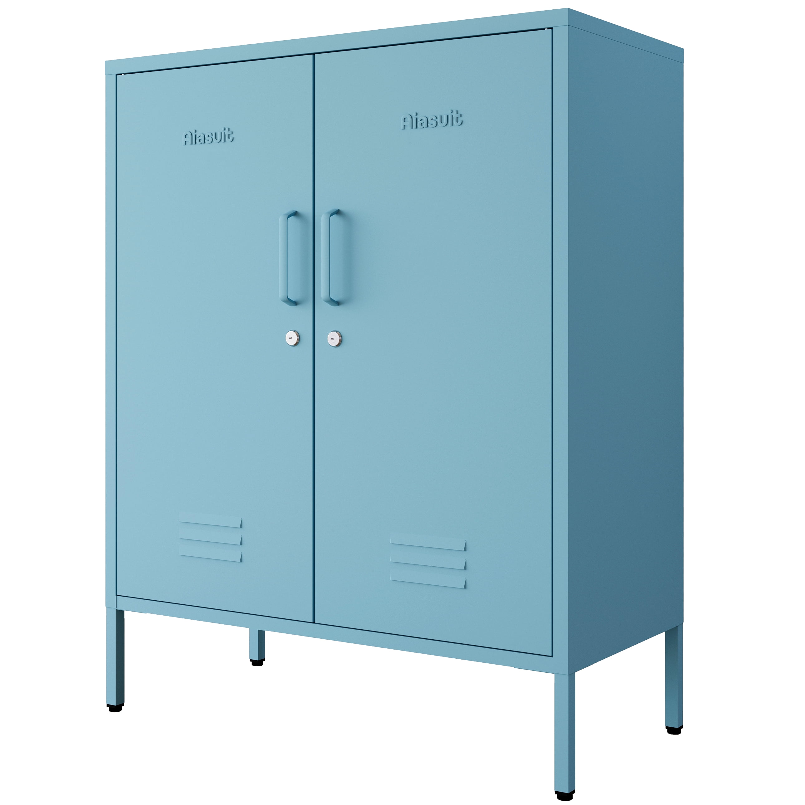 40 Inch Metal Storage Cabinet Adjustable Shelves 2 Door Lockable ...