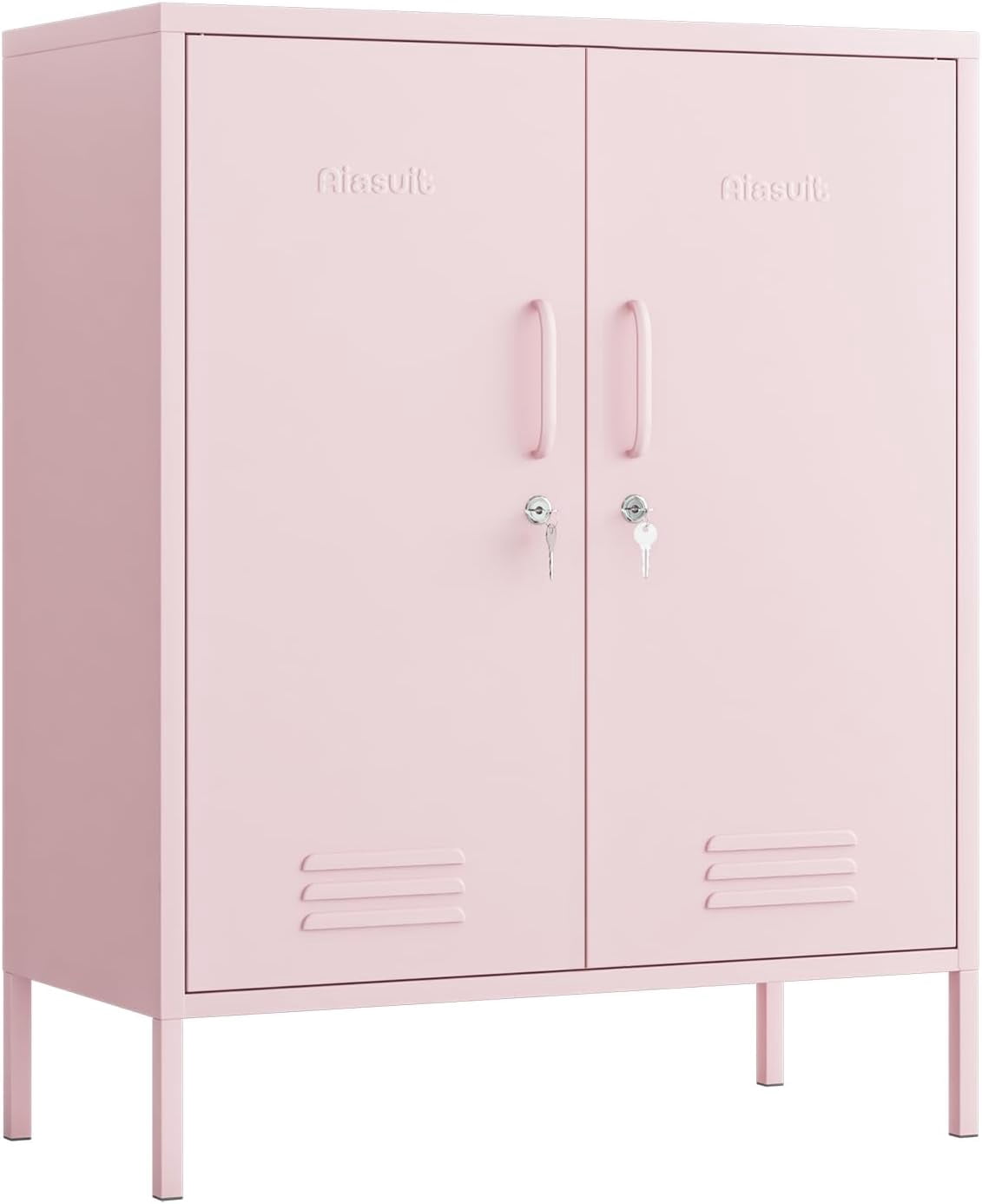 40 Inch Metal Storage Cabinet Adjustable Shelves 2 Door Lockable ...