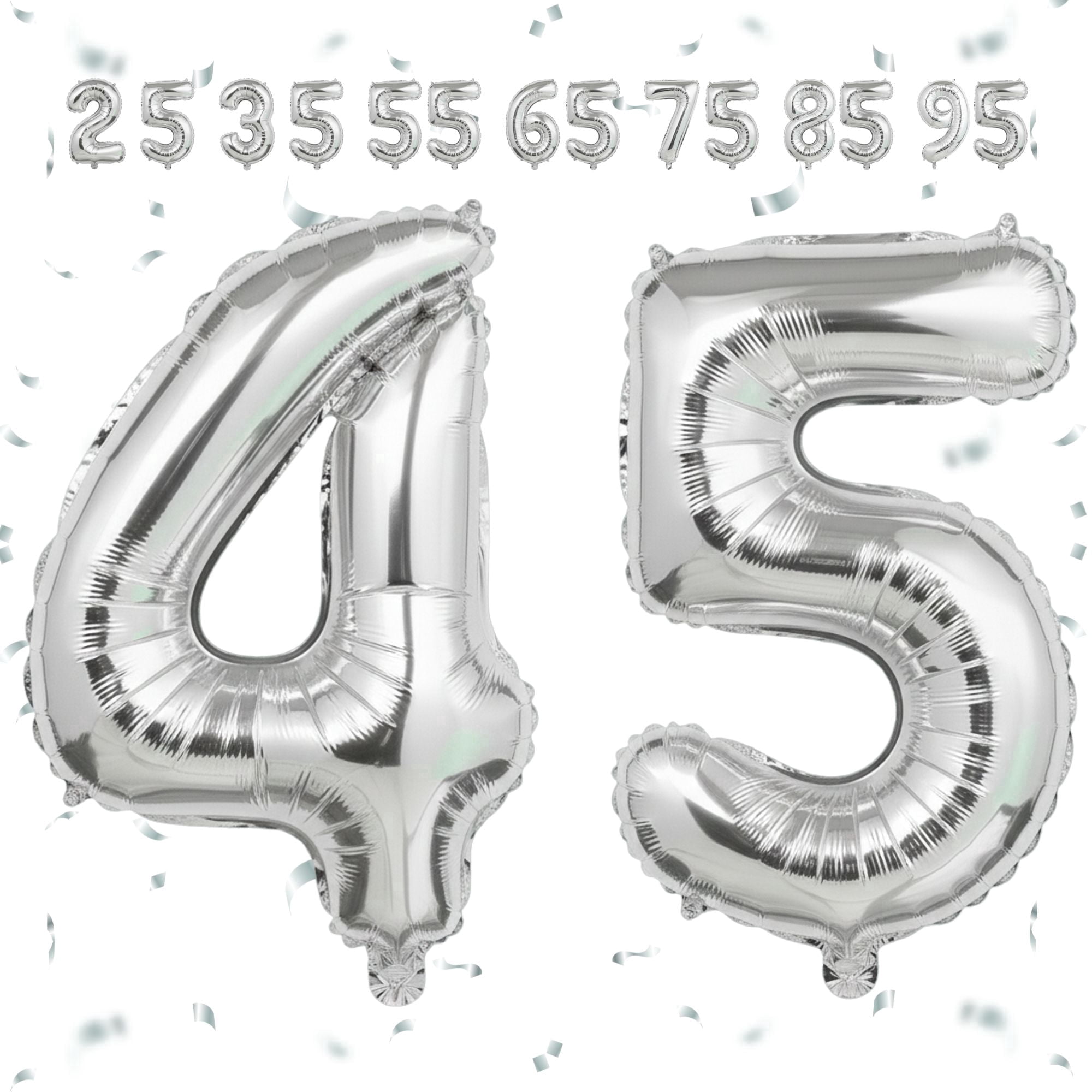 40 Inch Silver Number 45 Foil Balloon – Jumbo Mylar Party Decoration ...