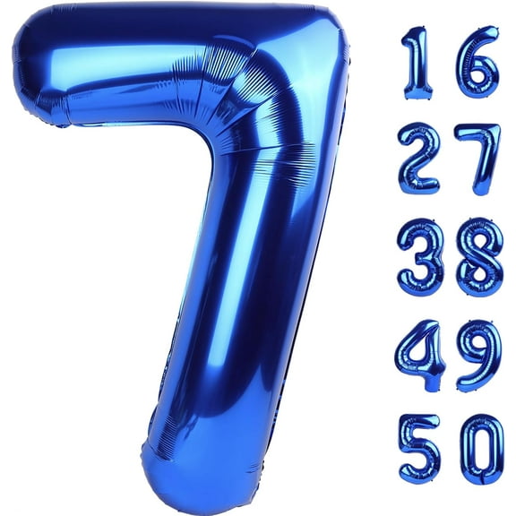 40 Inch Number Blue 7 Balloon,Large Dark Blue Foil Number Balloons 7 17 27 70 for Boys Girls Men Women Digit 7 Balloons Birthday Anniversary Events Party Decorations Supplies