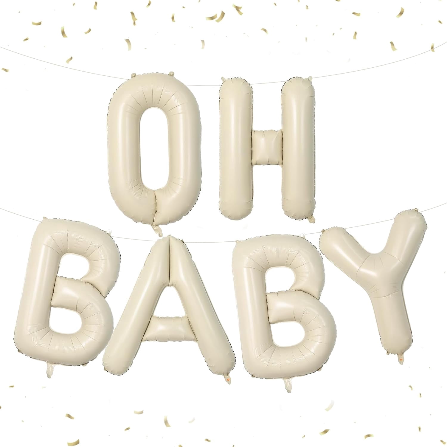 40" White BABY Letter Balloons With 24 Pink Ribbon Bows For Baby Shower & Gender Reveal Decor