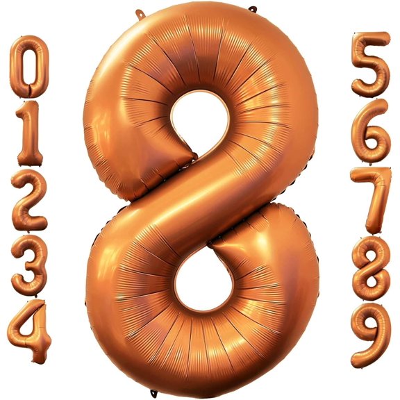 40 Inch Orange Number 8 Balloon Large Size Jumbo Digit Foil Mylar Helium Saffron Yellow Balloons for 8th Orange Theme Birthday Party Supplies Anniversary Celebration Decorations Photo Shoot