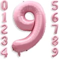 thumbnail image 1 of 40 Inch Pink Number 9 Balloons, Large Balloon Number Foil Number Balloons, Light Pink 9th Foil Birthday Balloon for Girls 9th Birthday Party Decorations Princess Party Supplies, 1 of 4