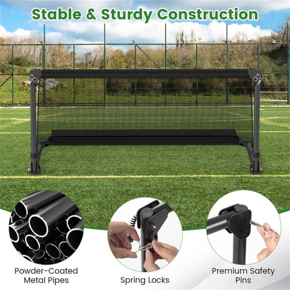 40 Inch Portable Folding Soccer Goal Size S Black Heavy-Duty Metal Frame PE Net Training Equipment CY