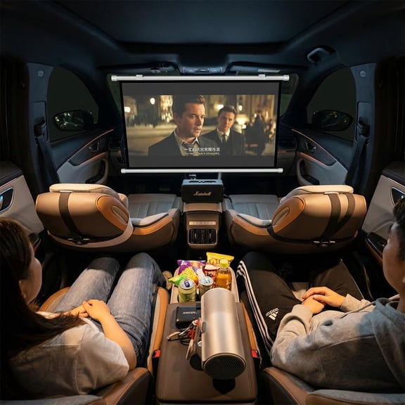40 Inch Portable Projector Screen for Car, 16:9 HD Retractable Screen with -Tensioning Frame for SUV RV