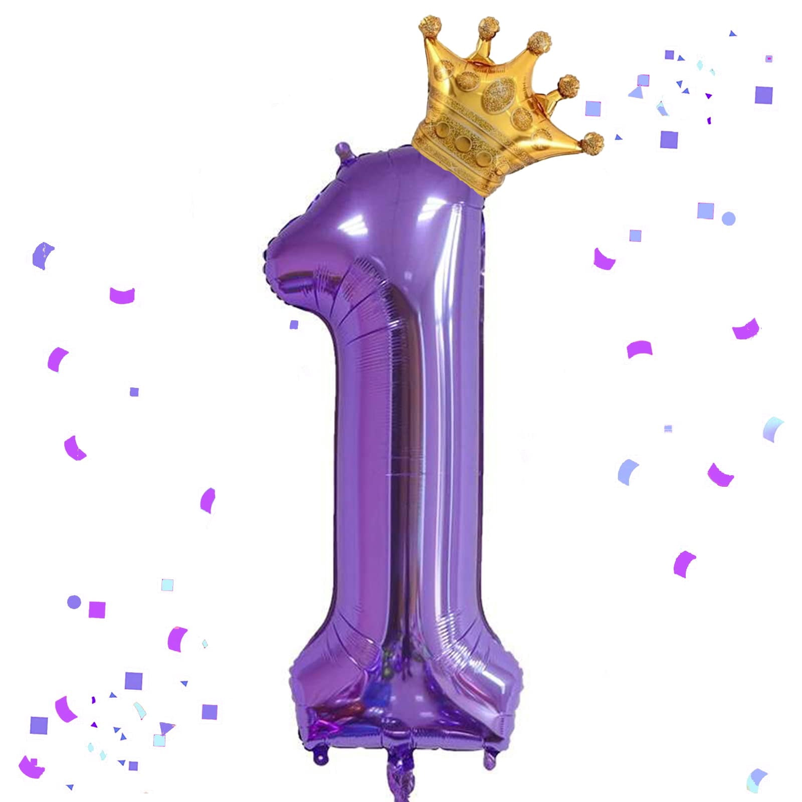 40 Inch Purple Number 1 & Mini Crown Balloon for Birthday Party ...