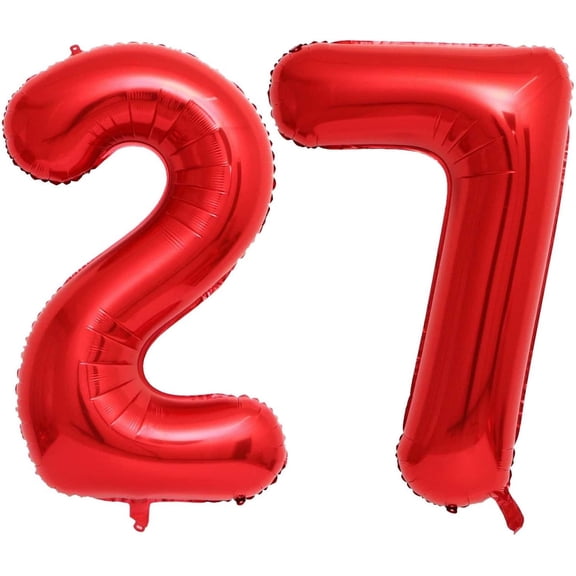 40 Inch Red 27 Balloons Giant Number 27 Balloons Red 27 Birthday Balloons 27th Birthday Anniversary Events Party Decorations Supplies