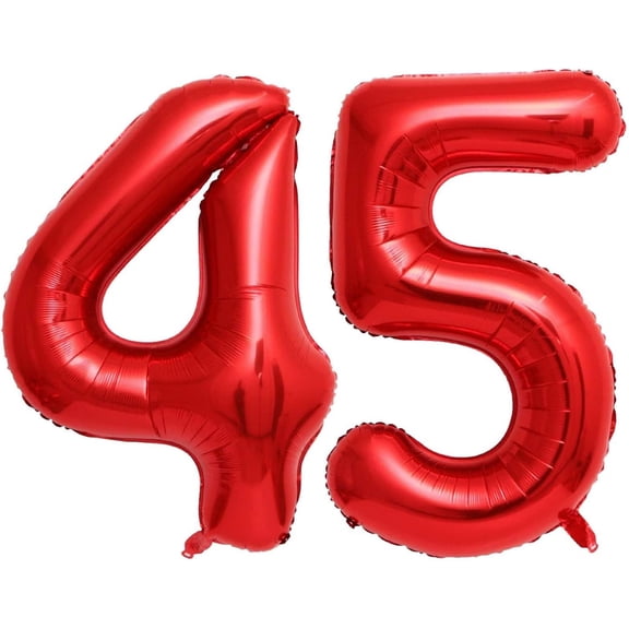 40 Inch Red 45 Balloons Giant Number 45 Balloons Red 45 Birthday Balloons 45th Birthday Anniversary Events Party Decorations Supplies