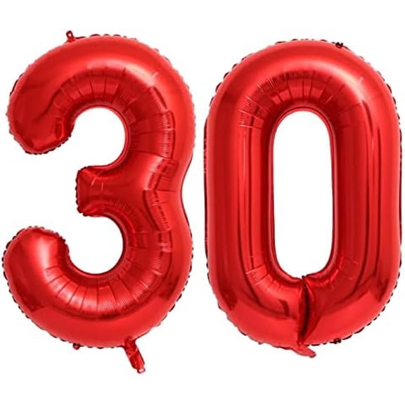 40 Inch Red Number 30 Balloons Giant 30 Balloons Red Dirty 30 Birthday Balloons 30 Birthday Anniversary Party Decorations Supplies