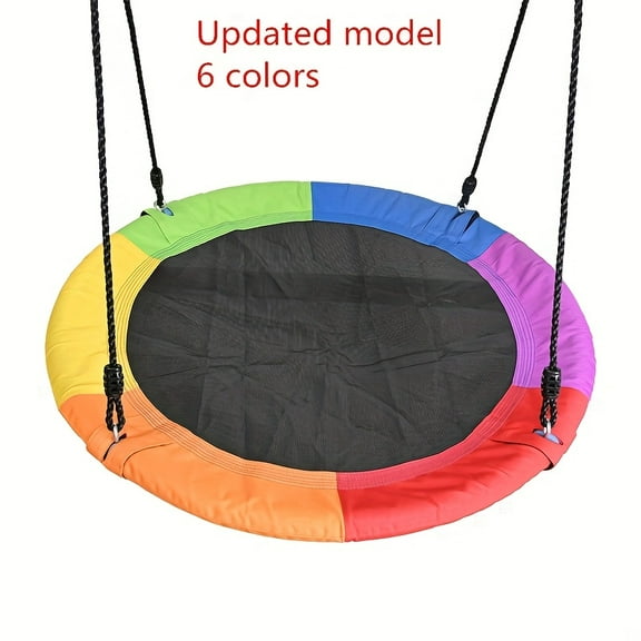 40 Inch Saucer Swing for Kids Outdoor, 600 lbs Weight Capacity Round Swing w/ 900D Waterproof Oxford Cloth, Adjustable Rope, Flying Swing for Backyard & Indoor Playground