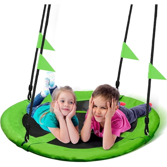 40-Inch Saucer Tree Swing with 900lb Capacity, Adjustable Multi-Strand Ropes and Hanging Straps, Colorful Durable Seat for Kids