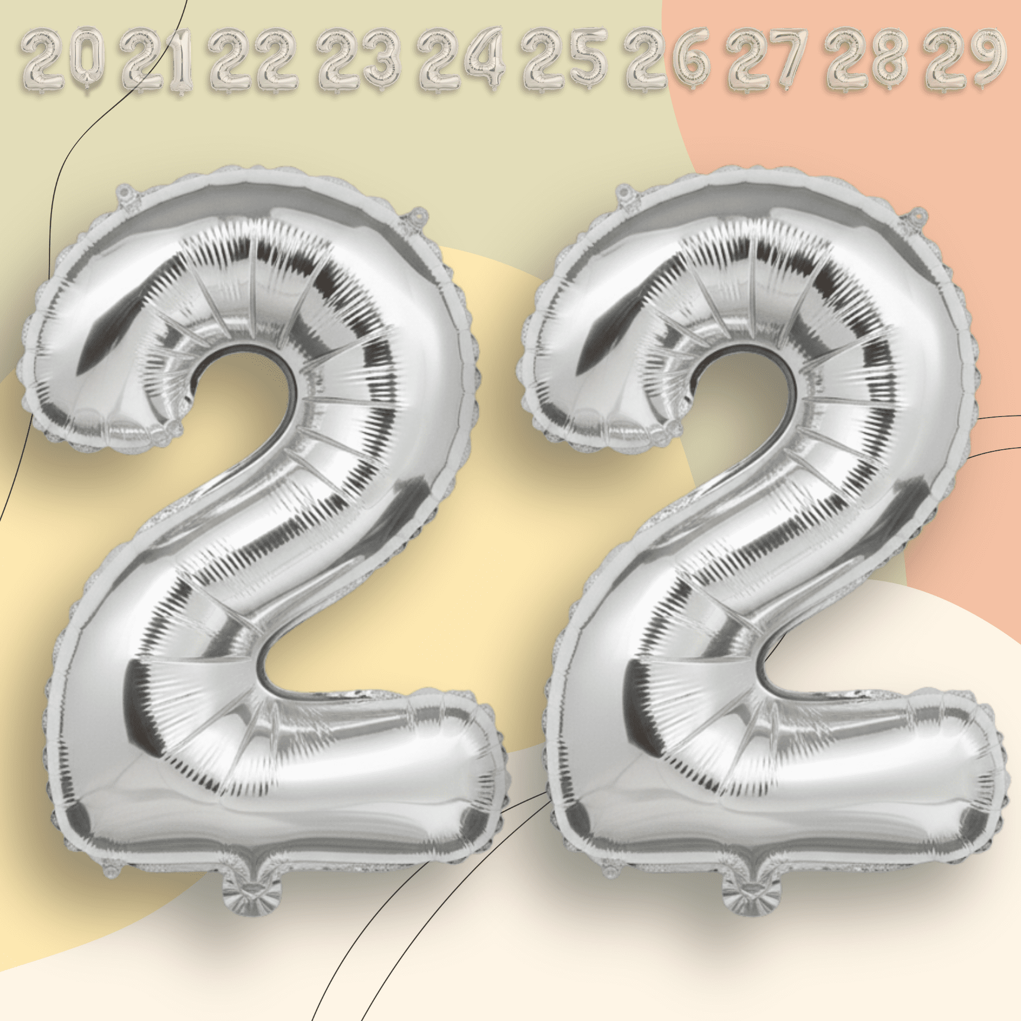 Silver Number 22 Mylar Foil Balloon 40