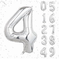 40 Inch Silver Number 4 Foil Balloon – Large Helium or Air Fill Mylar Balloon for Birthday, Anniversary, Party Decoration