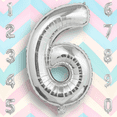 thumbnail image 1 of Silver Number 6 Mylar Foil Balloon 40 inch - Helium or Air Filled Metallic Balloons for Kids 6th Birthday Hbd Party, Anniversary, Graduation Decor, 1 of 9
