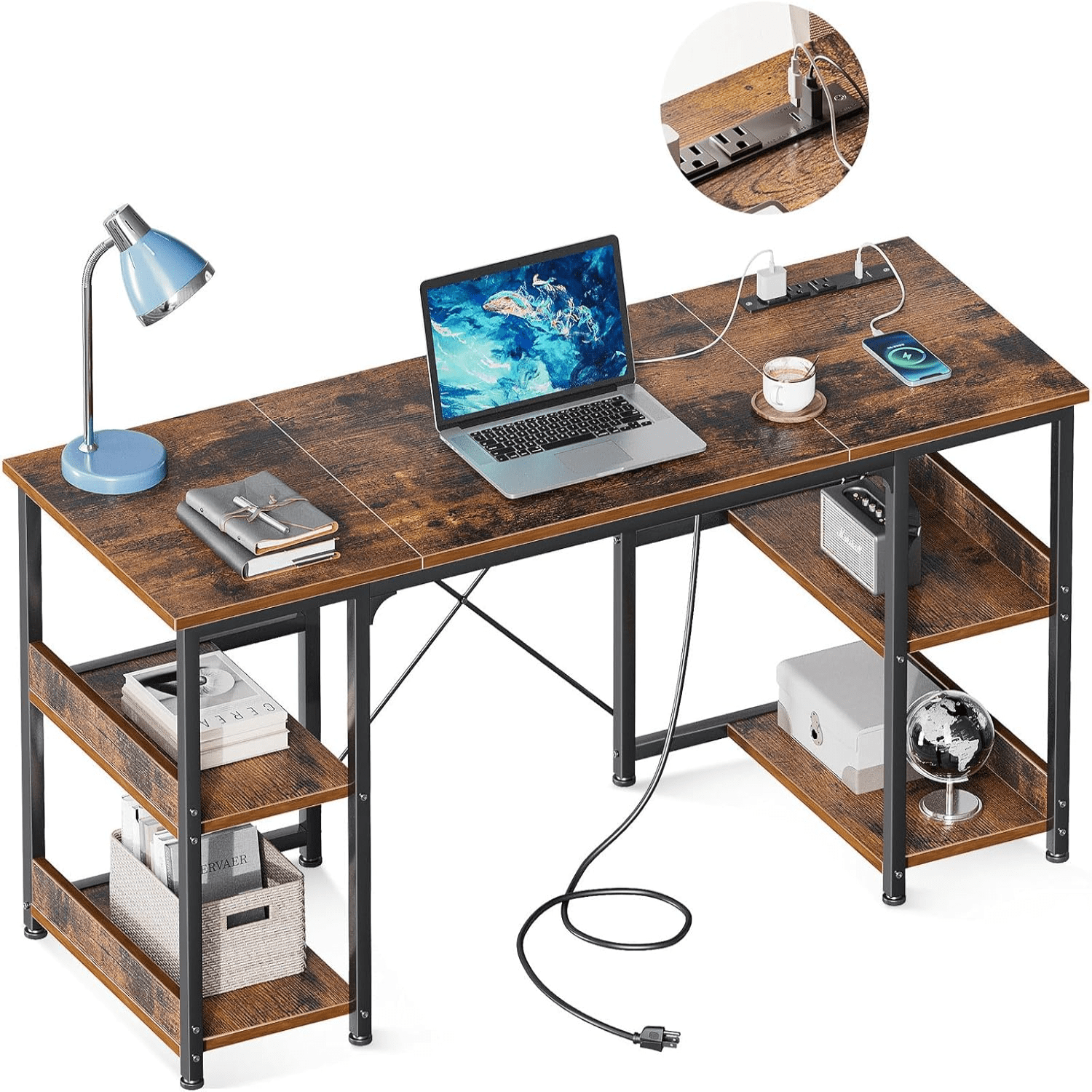 40 Inch Small Computer Desk with Power Outlets & USB Charging Port Home