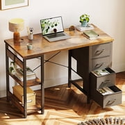 Casacomoda Computer Desk with Drawers & Storage Shelves, 40 Inch Corner Desk for Home Office Bedroom, Small Teen PC Desks with Fabric Drawer, Vintage