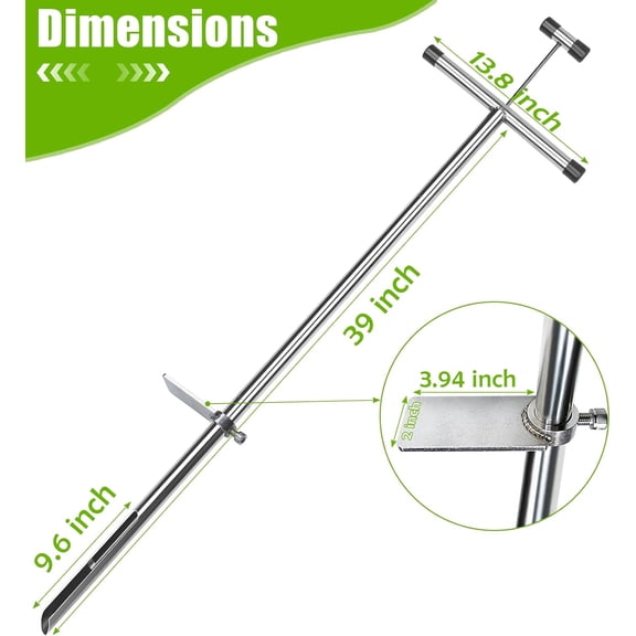 40 Inch Soil Sampling Probe, Stainless Steel T-Handle Soil Sampler for Soil Sampling, Soil Sampling Tool for Plant Care, Garden, Farm, Agriculture, Golf Course, Lawn
