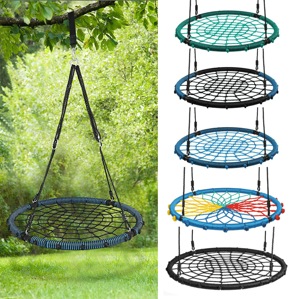 さーまま 40 Inch Spider Web Tree Swing Round Outdoor Swing With