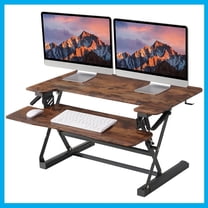 40 Inch Standing Desk Converter, 12-Position Adjustable Height Computer Desk Converter, Ergonomic for Use in Home Offices and Computer Workstations，Vintage Brown