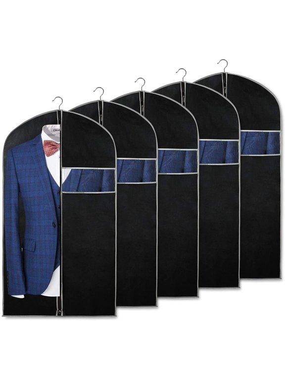 40 Inch Suit Bag, Garment Bags for Hanging Clothes, Black, Set of 5