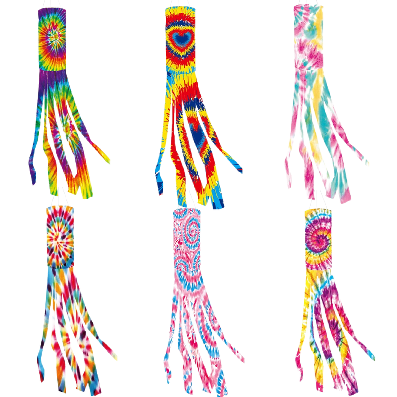 40 Inch Tie Dye Windsock Flag Rainbow Color Tails Design Windsock