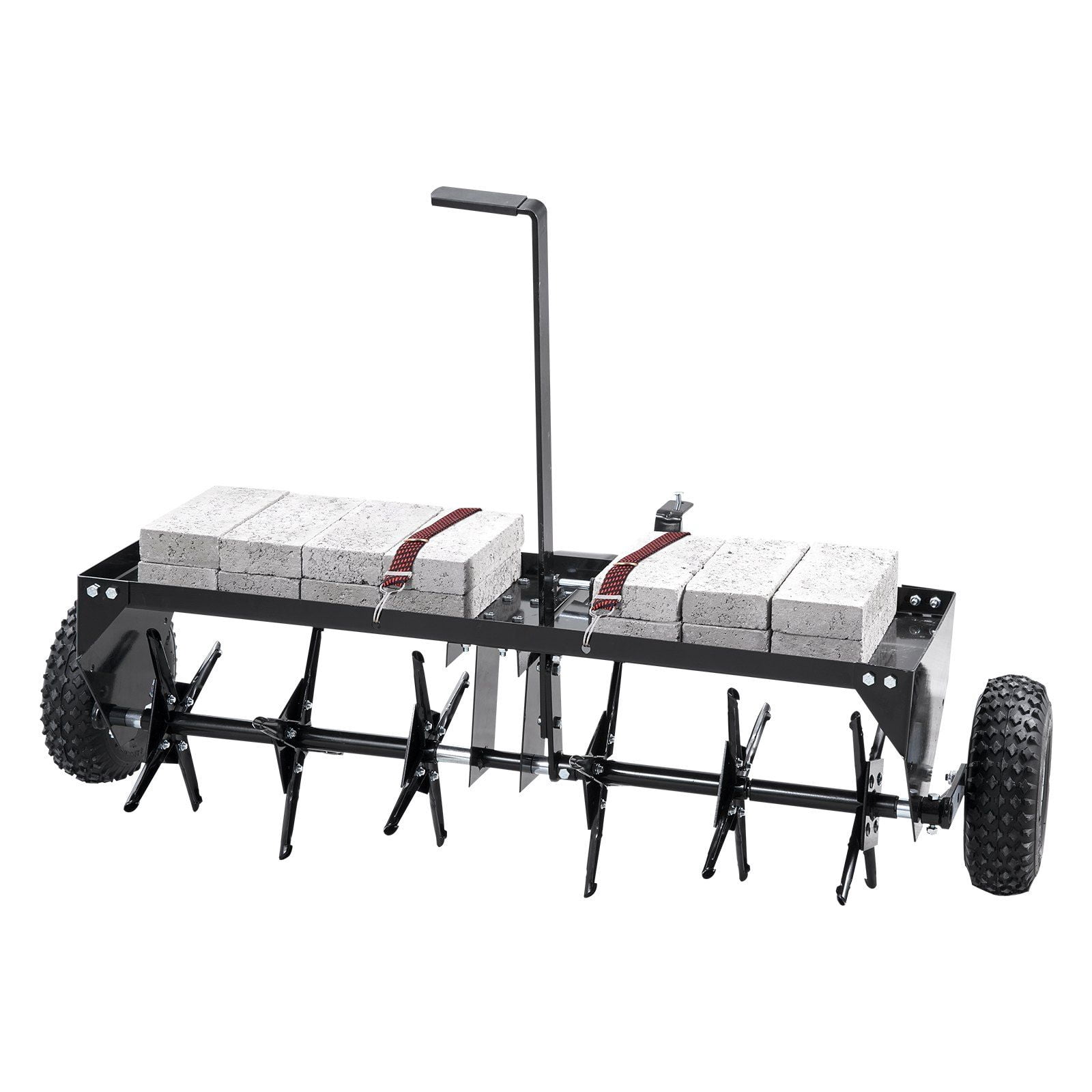 40 Inch Tow Behind Plug Aerator with Universal Hitch and Iron Spikes for Lawn Garden Farm