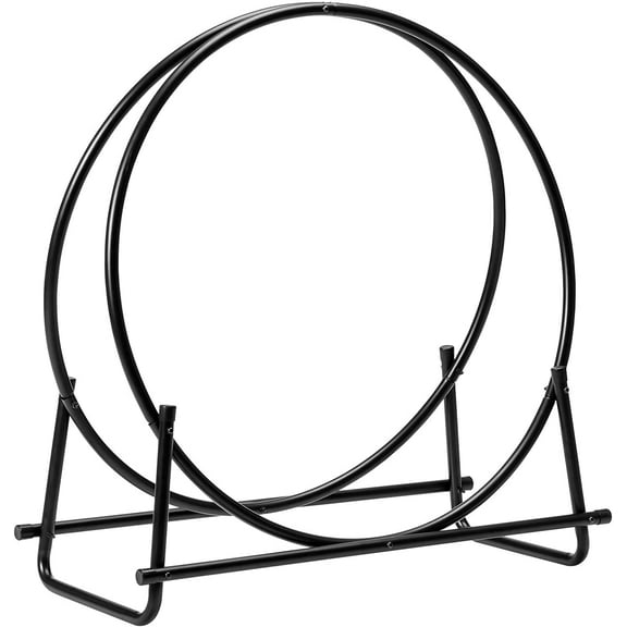 40-Inch Tubular Steel Log Hoop Firewood Storage Rack Holder Round Display