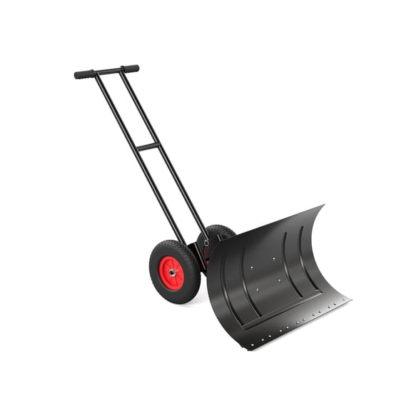 40 Inch Wheeled Steel Snow Pusher, Multi-Angle Adjustable Blade Snow Remover with Reflective Safety Design