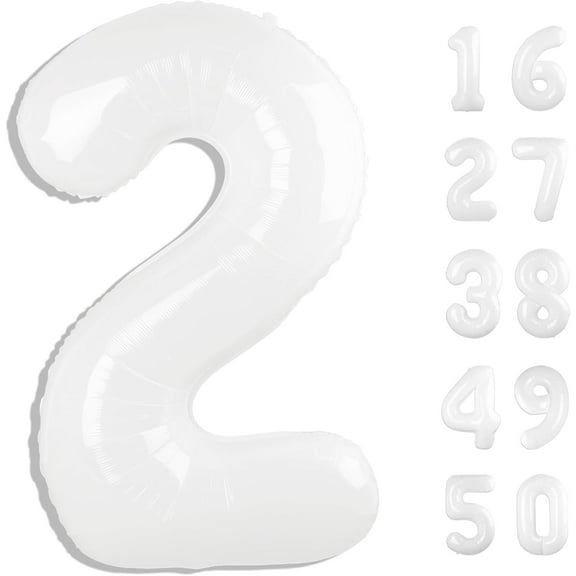 40 Inch White 2 Balloon Number Big Foil Helium Number Balloons 2 12 21st Birthday Party Decorations for Boy or Girl Huge Mylar Anniversary Party Supplies
