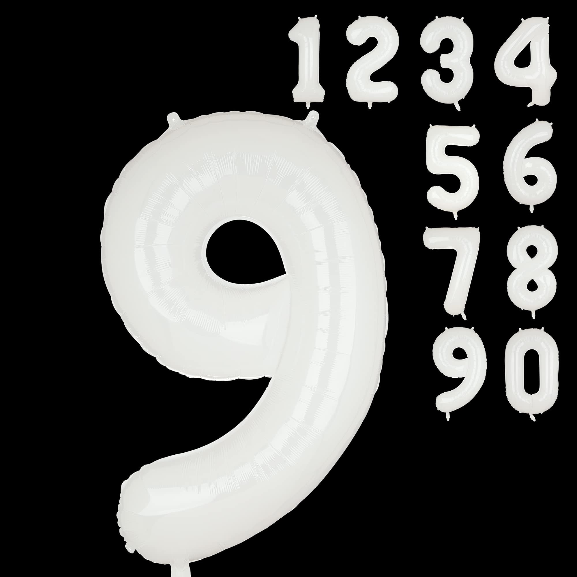 40 Inch White Large Number 9 Foil Helium Balloons Ideal for Wedding