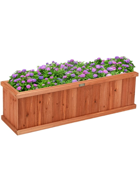 40 Inch Wooden Flower Planter Box Garden Yard Decorative Window Box Rectangular