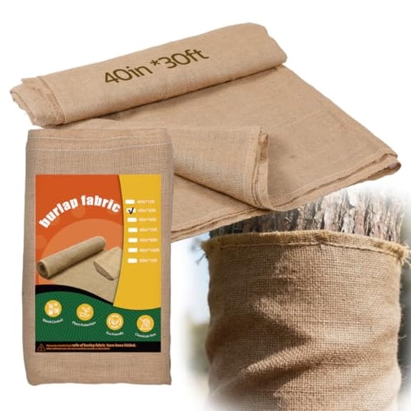 40 Inch x 30 Feet Garden Burlap Fabric - Heavy Duty Burlap Roll High Density Jute Fabric Natural Burlap for Plant Protection Weed Barrier Wedding Decor and DIY Crafts