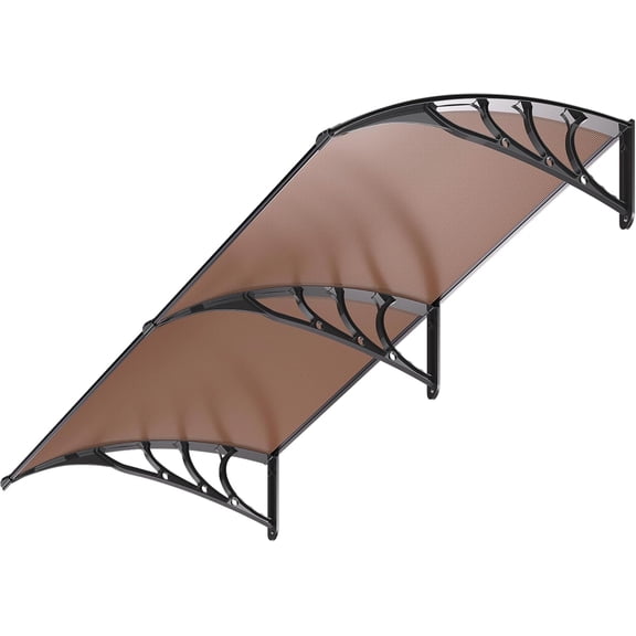 40 Inch x 80 Inch Polycarbonate Window Door Awning Canopy Brown with Black Bracket for Porch Entry Weather Protection