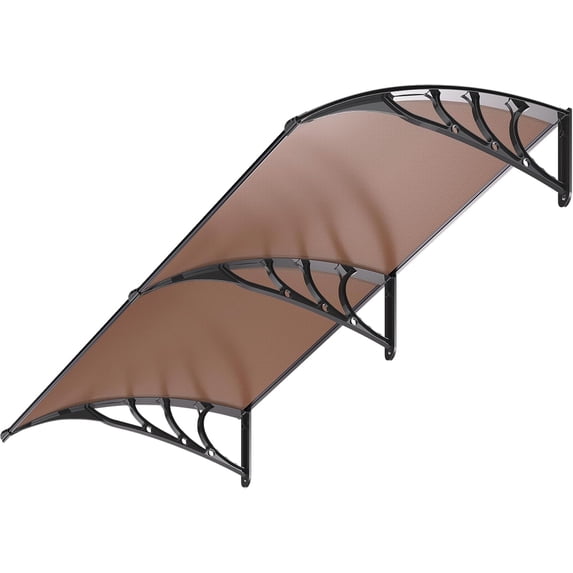 40 Inch x 80 Inch Polycarbonate Window Door Awning Canopy Brown with Black Bracket for Porch Entry Weather Protection