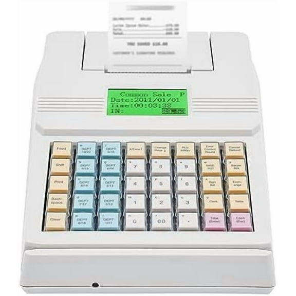 Electronic Cash Register, 40 Keys Commercial Electronic Cash Register with LED Display and Thermal Print Head POS System for Catering, Supermarket Retail$$Office