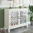 thumbnail image 1 of 40" Kitchen Accent Buffet Sideboard, Wood Storage Cabinet with Glass Doors and Adjustable Shelf, Decorative Console Table, for Entryway, Hallway, Dining Room, Living Room, Cream White, 1 of 7