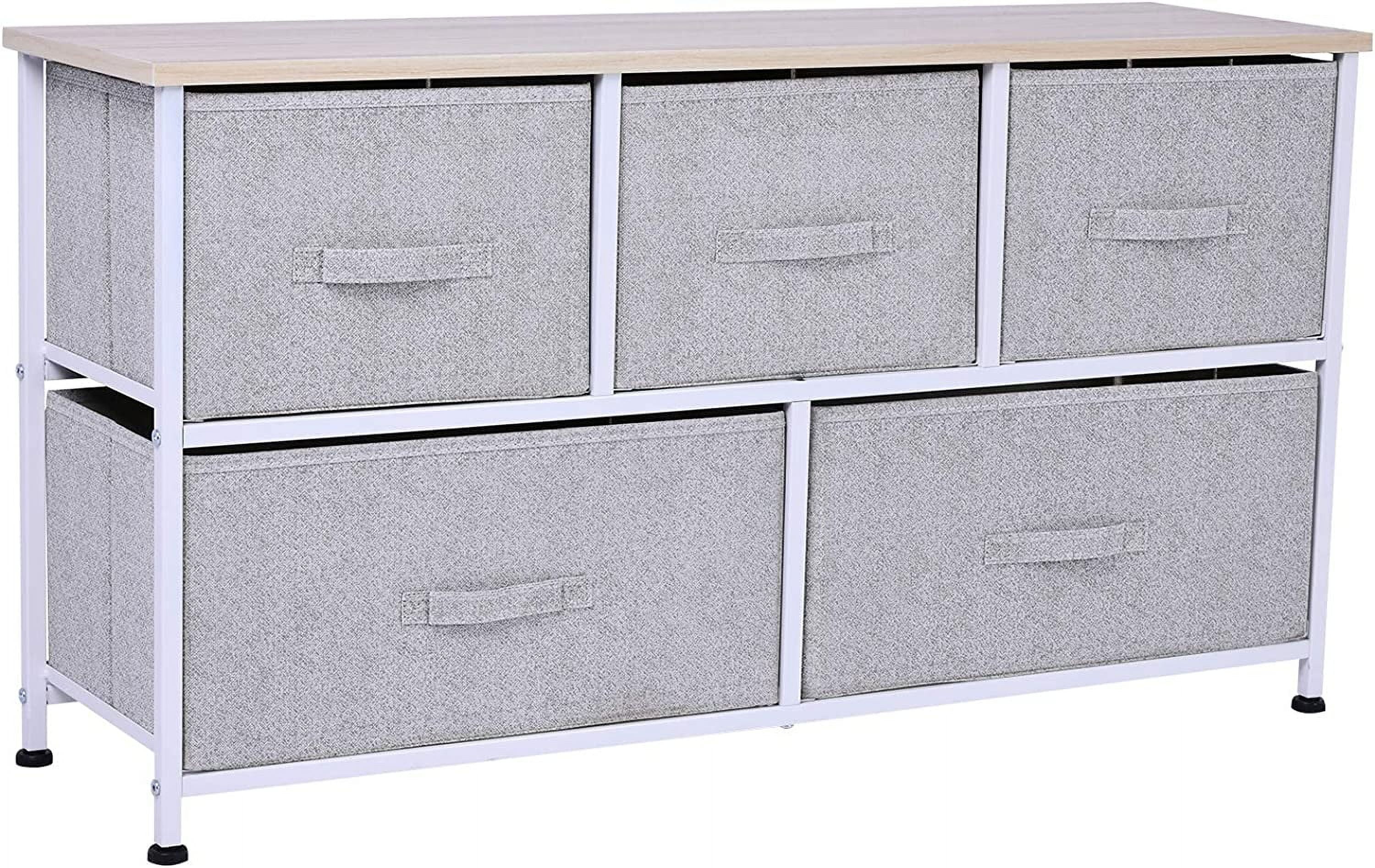 40" L 5 Drawer Horizontal Storage Cube Dresser Unit Bedroom Organizer ...