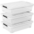 40 L Under Bed Plastic Storage Bins with Lids, Set of 3 Under Bed Clear