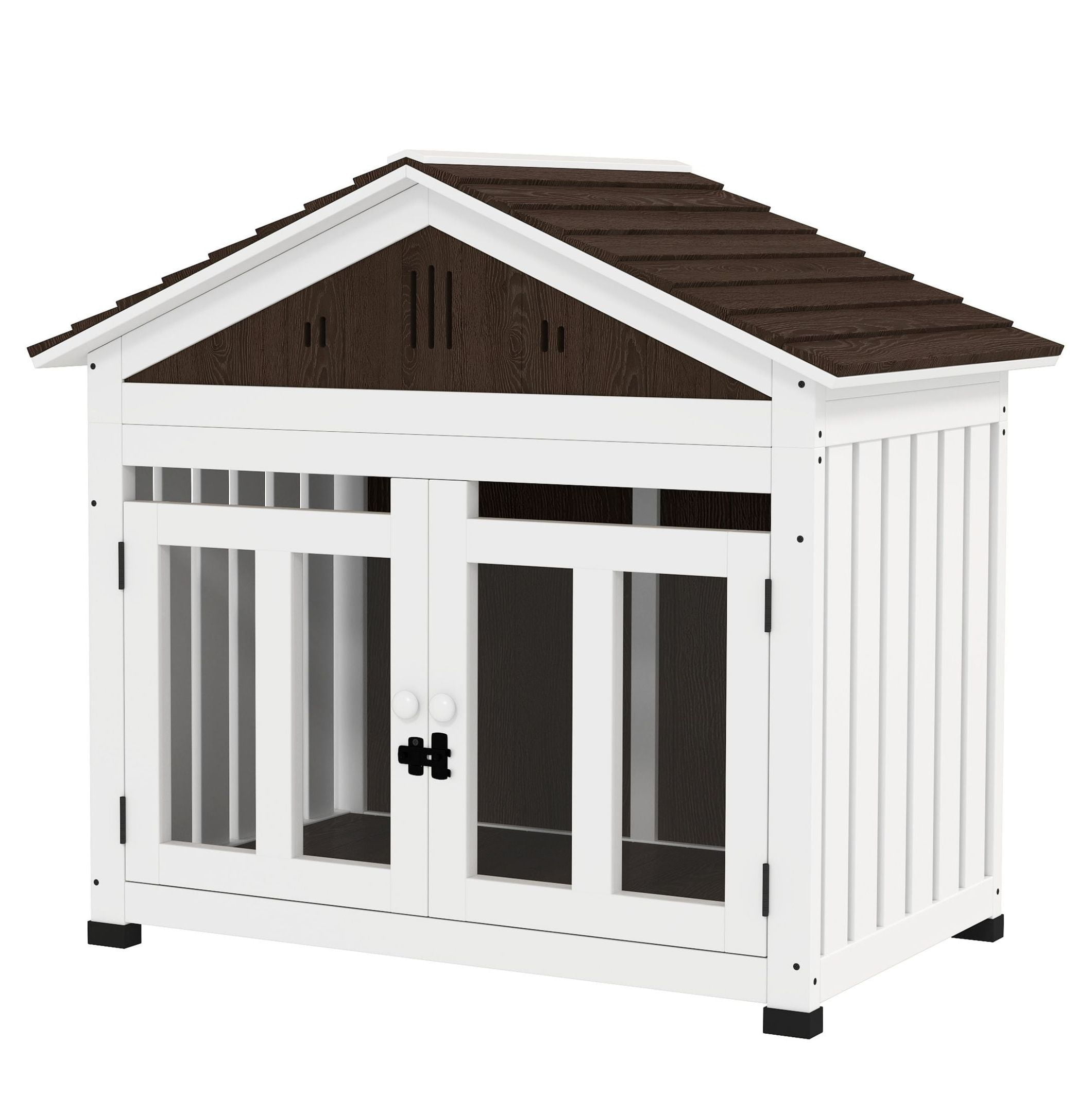 40"L Wooden Dog House Outdoor Indoor for Small, Medium, Large Dogs, with & Elevated Removable Floor