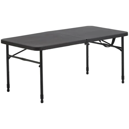 40"L x 20"W Adjustable - Height Black Plastic Fold - in - Half Folding Table: Easy Storage